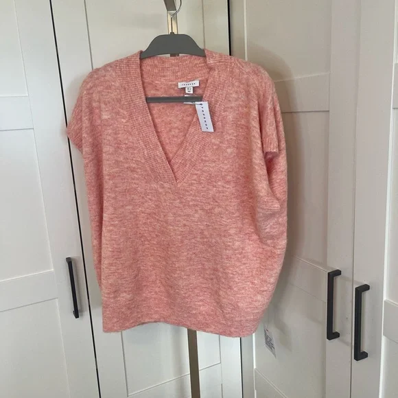 NWT Topshop Blush Knit V-Neck Vest in Pink - Picture 9 of 11